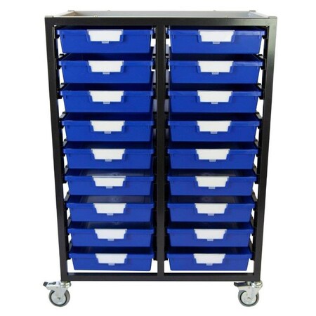 Storsystem Commercial Grade Mobile Bin Storage Cart with 18 Blue High Impact Polystyrene Bins/Trays CE2102DG-18SPB